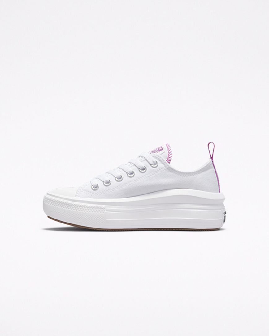 Zapatos Plataforma Converse Chuck Taylor All Star Move Bajas Niña Blancas Moradas Blancas | PE 0W4E72